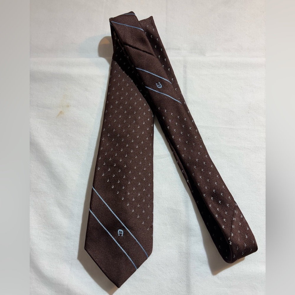 Etienne Aigner Brown Tie with Blue Accents